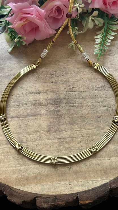 Traditional Gold Plated Collar Necklace for Women – Simple Daily Wear Choker