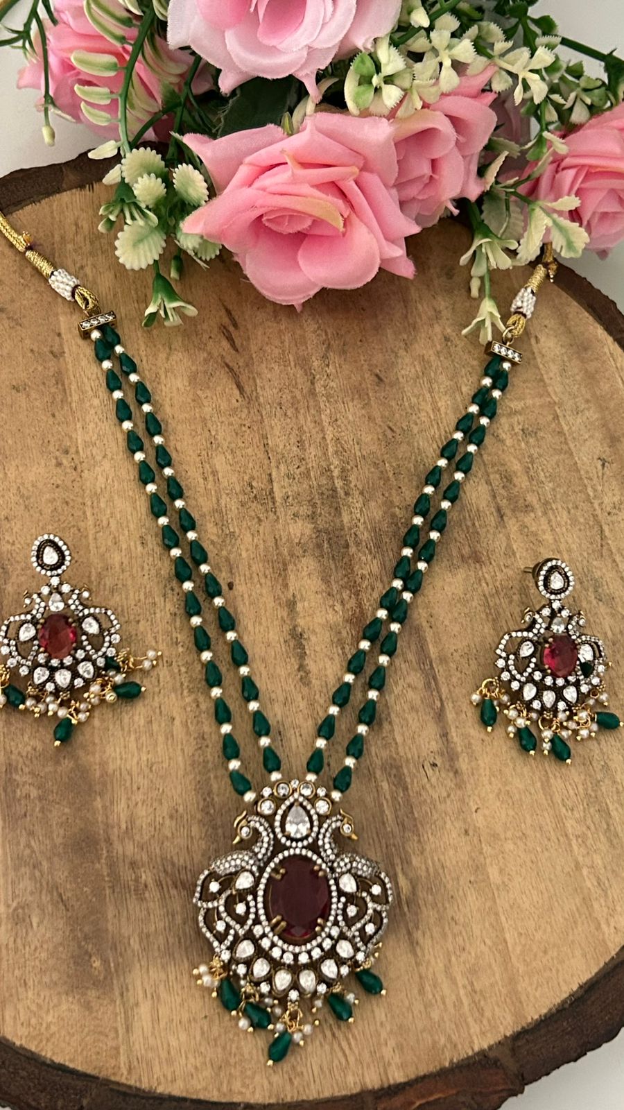 Crystal Ruby Pendant Set with mosanite stones