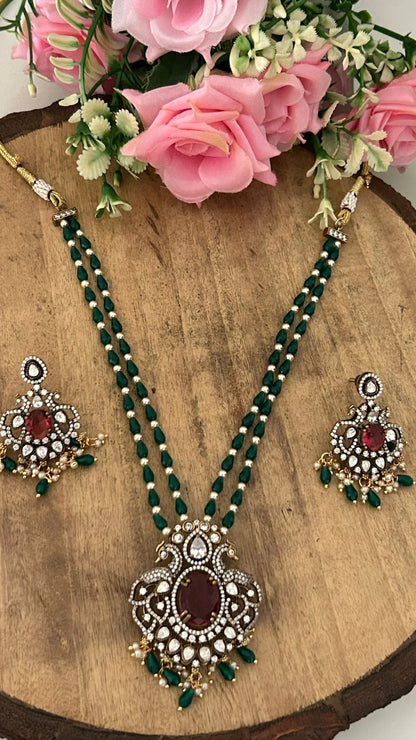 Crystal Ruby Pendant Set with mosanite stones