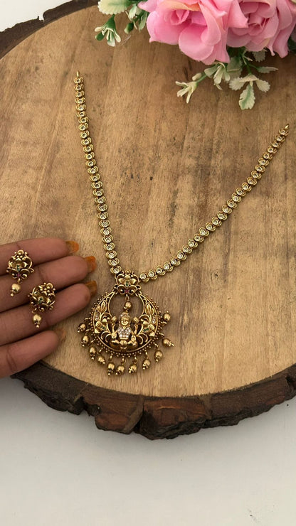 Traditional Lakshmi Temple Jewellery Necklace Set with Earrings